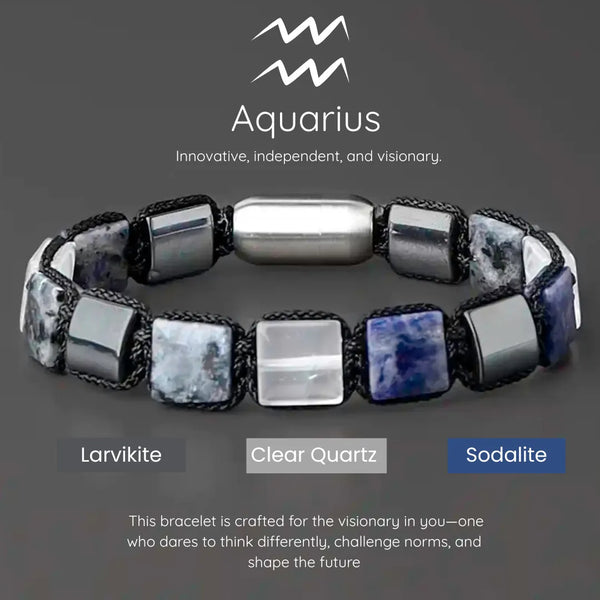 Aquarius Zodiac Bracelet – Vision, Innovation & Grounded Energy