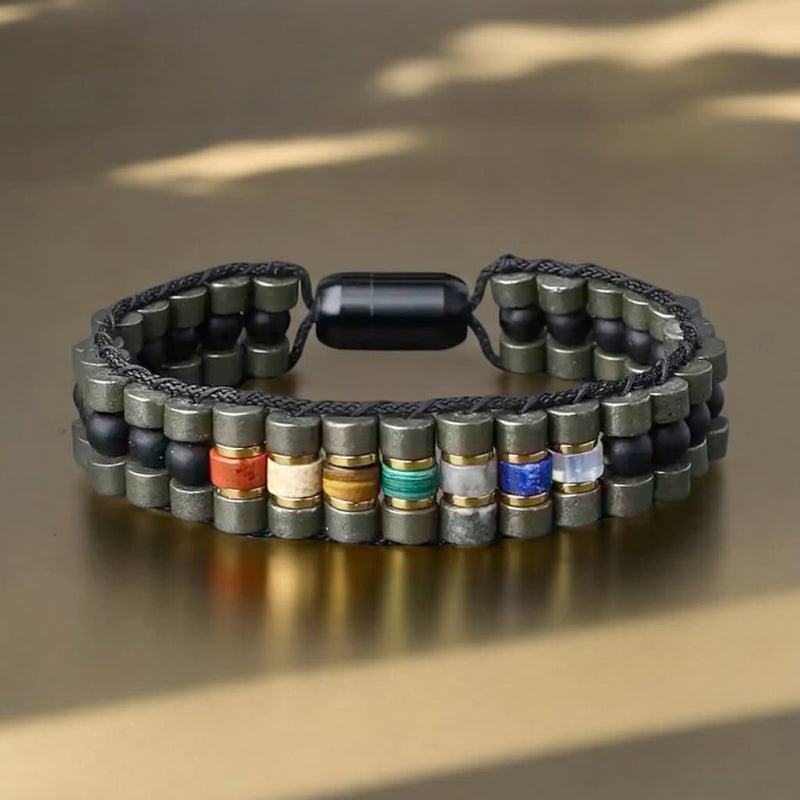 Fusion of Power & Purpose 7 Chakra Pyrite Wealth Bracelet