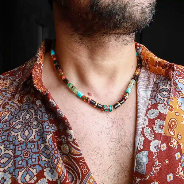 Inner Fortitude Aventurine Tiger Eye Turquoise Men's Necklace