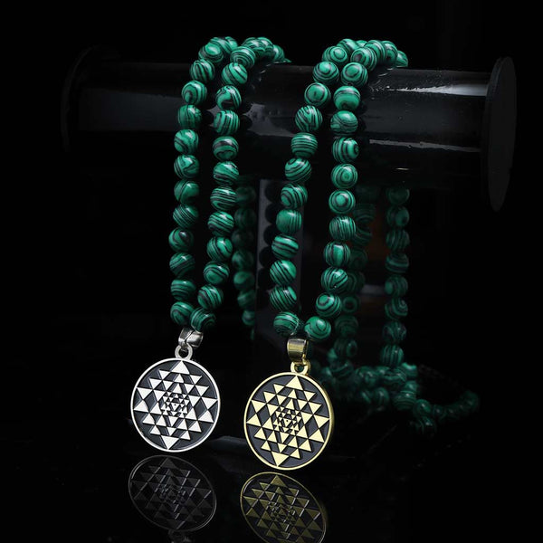 JWF™ Magnanimous Approach Malachite Sriyantra Necklace Mala