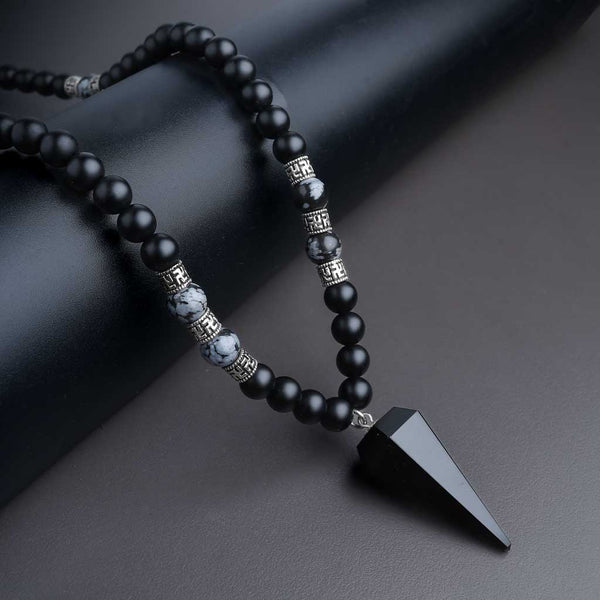 JWF The Eternal Optimism Tribal Obsidian Pendant Necklace Mala