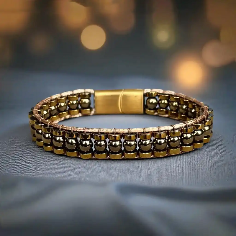 Clear Perspective Premium Hematite Wristband Bracelet